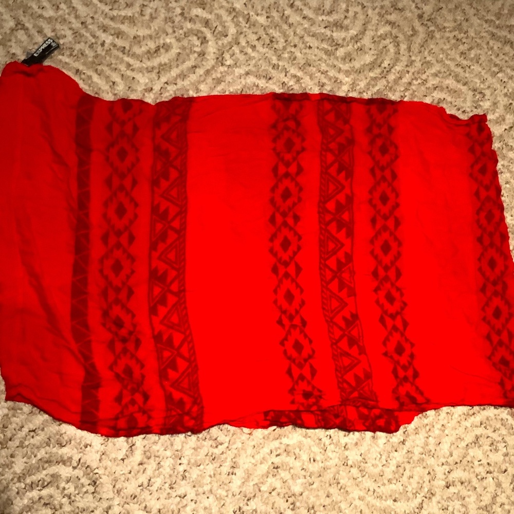 Express Red Aztec Print Infinity Loop Scarf - image 1